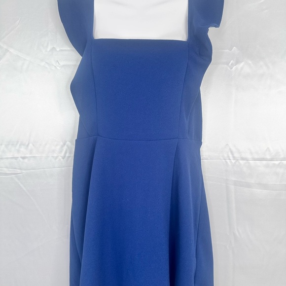 NWT BCBG Paris Mini Dress Sz 12/14 Blue Sleeveless Ruffle Straps faux wrap - Picture 5 of 10